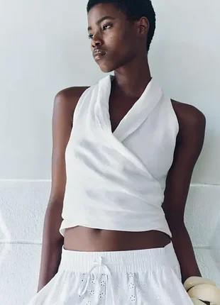 Топ із сумішевого льону - колекція zara women m