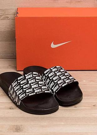 Мужские молодежные шлепанцы nike black, мужские стильные шлепанцы, мужские модные тапочки сланцы найк 44