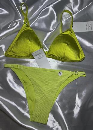 Купальник роздільний збірний верх xl+ низ s від hunkemoller luna triangle (fragile sprout) fiji lured (lime green)