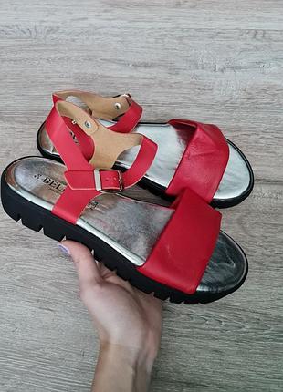 Босоніжки жіночі червоні шкіряні зручні vera pelle bellini 38