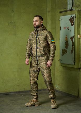 Тактический костюм пиксельный зеленый для военнослужащих прочный , армейская пиксельная форма куртка + ш trek