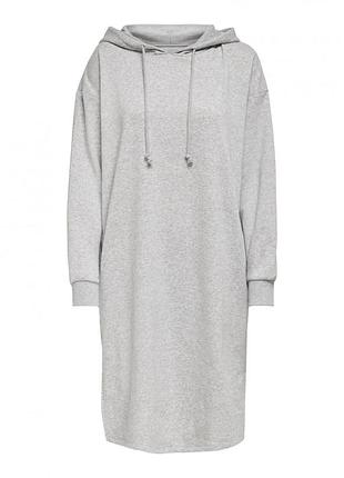 Платье pgsweet l/s hoodie dress swt 15236975 light grey melange only l серое 15236975lightgreymela