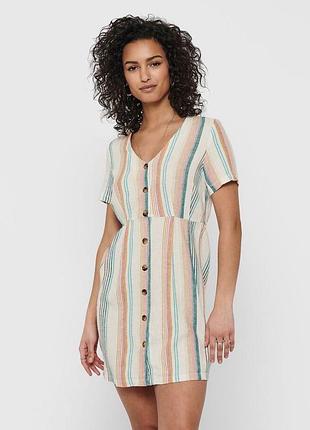 Платье onlviva-ohio s/s button stripe dress pnt 15226232 cloud dancer only l белое 15226232clouddancer