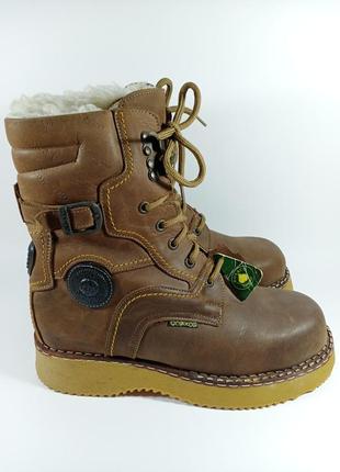 Високі черевики чоботи на шнурках . шкіра, вовна. 41размер