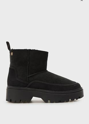 Tommy hilfiger женские черные замшевые угги shearling