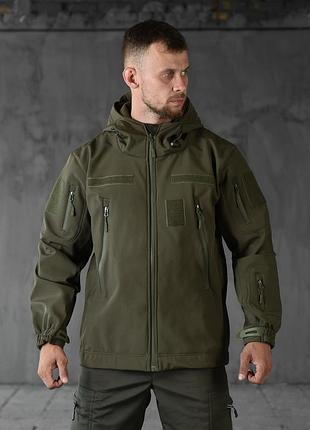 Тактична куртка хакі softshell демісезонна військова, армейська куртка кольору хакі софтшел nac