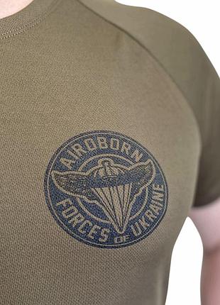 Военная тактическая футболка мужская хаки с принтом airborne coolmax