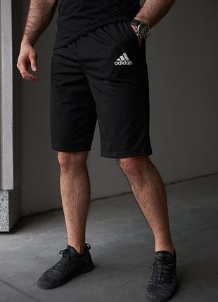 Мужские черные спортивные шорты adidas на двунитке , летние шорты адидас черные повседневные модные trek