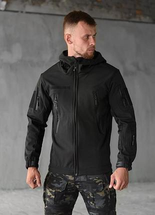 Тактична куртка чорна softshell демісезонна військова, армейська куртка чорна софтшел military