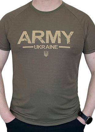 Тактическая военная футболка хаки мужская влагоотводящая с принтом "army" coolmax аntistatic xxl