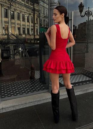 Женское платье с шортами красный