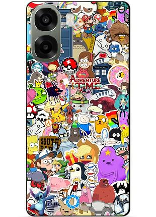 Силиконовый бампер чехол для oppo a6x с рисунком стикеры мультяшки гравити фолз футурама марио