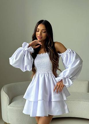 Женское атласное платье с широкой резинкой и длинным рукавом