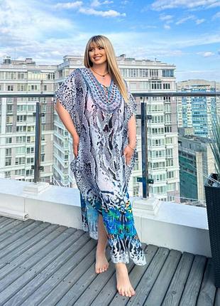 Розкішна максі сукня- туніка plus size для відпочинку