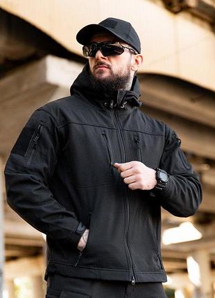 Тактична куртка maximus softshell black, вітро- та вологозахисна xl