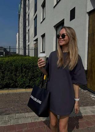 Женское платье футболка oversize двунить