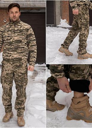 Тактические зимние штаны пиксель 4 кармана на флисе grifon 56