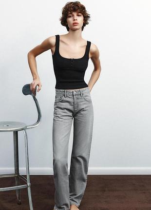 Джинси жіночі zara straight fit 2569/015/811 38 світло-сірий