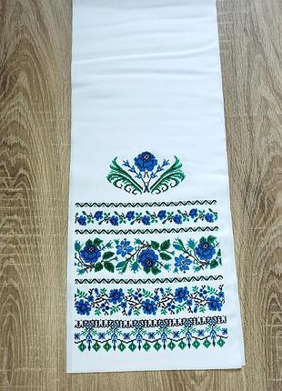 Рушник орнамент роза синяя 120 см ×23 см