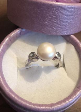 Кільце срібло з перлами і топазами