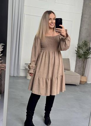 Вельветовое платье бежевый, 46/48