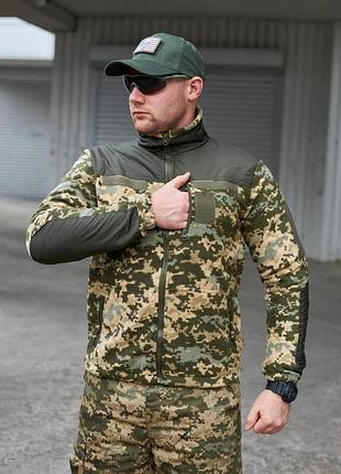Тактическая флисовая пиксель кофта военная пиксельная теплая кофта для всу зимняя тактическая кофта 52