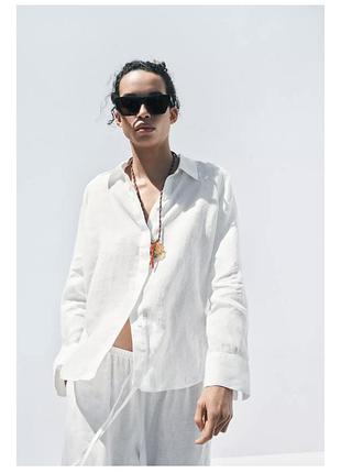 Жіноча біла лляна сорочка zara