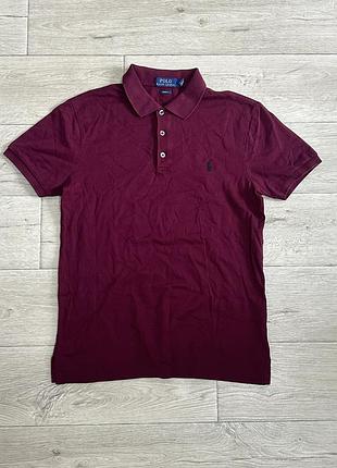 Оригінальне поло polo ralph lauren (розмір m) slim fit бордове / винне