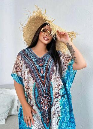 Розкішна максі сукня- туніка plus size для відпочинку