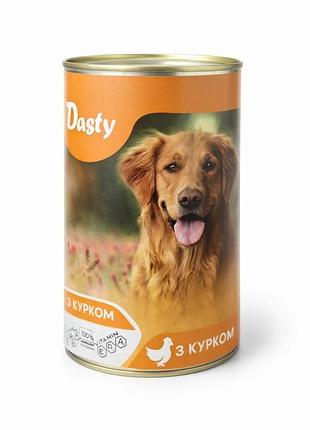 Полноценный влажный корм для взрослых собак с курицей dasty 1240 г