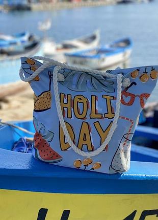 Пляжная сумка malibu с надписью holiday сумка для пикника 50х36х15 см.