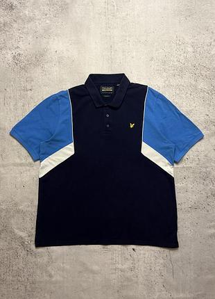 Оригінальна чоловіча синя поло lyle & scott vintage в ідеальному стані розмір xxl