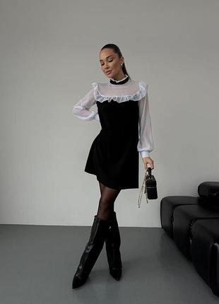Женское платье черное+белое 42-44 46-48 50-52, платье женское