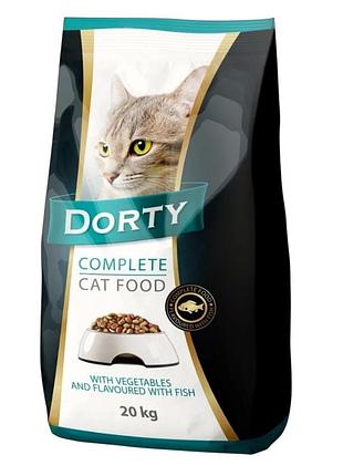 Сухий корм для котів dorty complete cat food 20 кг з рибою та овочами