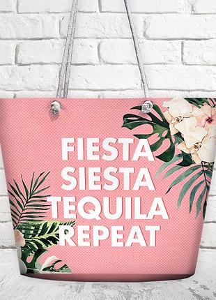 Пляжна сумка malibu з написом fiesta siesta tequila repeat сумка для пікніку 50х36х15 см.