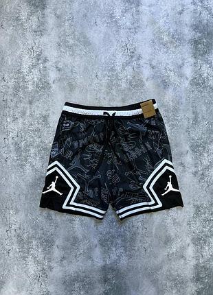 Шорти nike jordan diamond dri-fit, чоловічі шорти найк, чорні шорти найк джордан, шорти чоловічі air jordan dri-fit