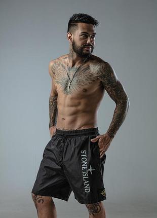 Шорты stone island, мужские шорты стон айленд черные