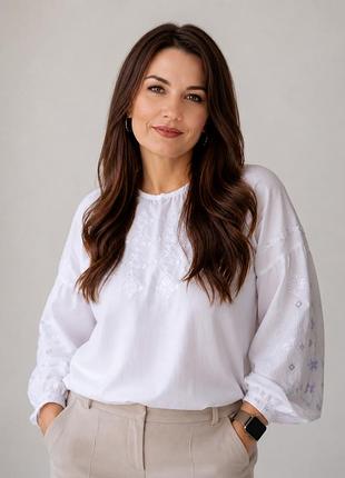 Вышиванка женская белая по белому,s-4xl l