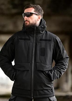 Куртка зимова тактична чорна softshell pocket 7.62! xxl