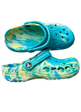 Крокси сабо crocs baya marbled clog digital aqua/multi m6/w8 38 24.5см