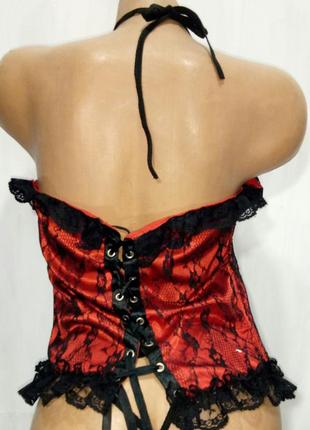 Livia corsetti корсет зі стрингами червоний з чорним мереживний р m/l5 фото