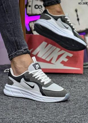 Кросівки чоловічі сірі з білим nike racer dark gray розміри 40 41 43 44