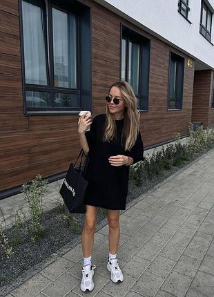Сукня-футболка oversize чорний графіт малина 42-46