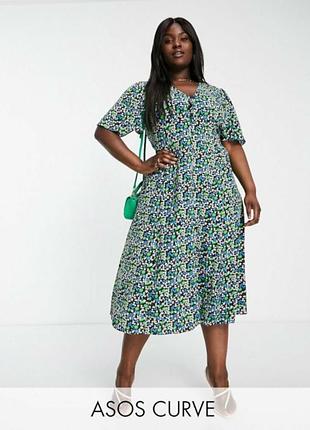 Платье мидовое asos в цветочный принт большого размера