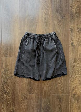 Широкие шорты спортивные washed потертые baggy черные sweatshorts обрезанные skater бегги y2k sk8 l
