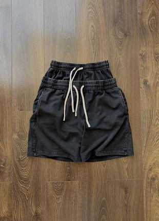 Широкие шорты спортивные с двойным поясом washed потертые baggy черные sweatshorts skater бегги y2k sk8 xl