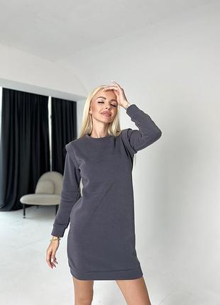 Тепла жіноча сукня спортивна "cassie" | батал графіт, 50-52