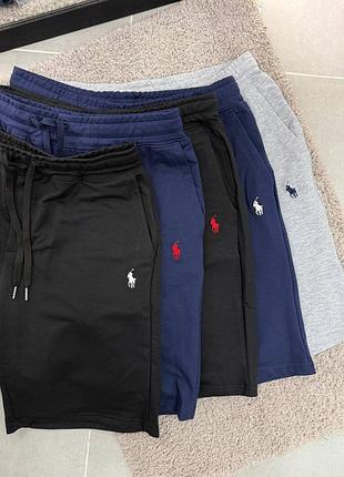 Мужские трикотажные шорты polo ralph lauren – хлопковые шорты поло ральф лорен без флиса синій з червоним, xl