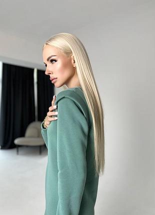 Теплое женское платье спортивное "cassie" | норма и батал оливковый, 50-52