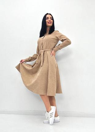Вельветова сукня міді "ofelia" | норма і батал бежевий, 46-48